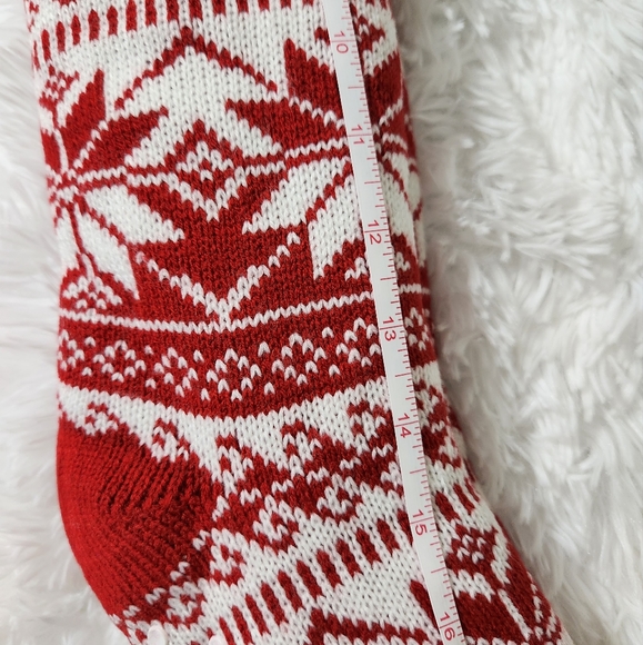 Muk Luks Red and White Fairisle Fuzzy Lounge Socks - Picture 7 of 7